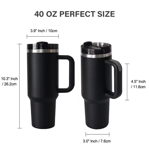 40 oz Tumbler with Handle Straw Insulated, Stainless Steel Spill Proof Vacuum