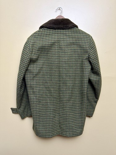 Vintage 1960s Pendleton Wool Hunting Jacket Mens Coat Green Plaid Fur Collar M/L - Picture 6 of 11