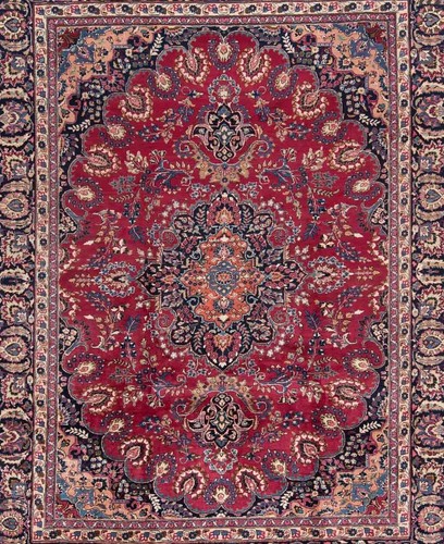 Mashhad Handgeknüpfter Perserteppich 337x257 cm-Fine,Orient,Carpet,Rug,Rot - Bild 10 von 12
