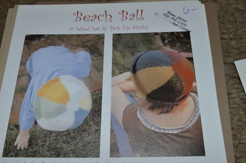 Beach Ball  Felted Hat  Knitting Pattern by Pick Up Sticks 18 to 24 inches