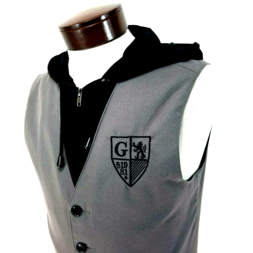 Gilet GUESS à capuche bouton/fermeture zippée gris noir écusson brodé homme S MINCE ! * - Photo 1 sur 10