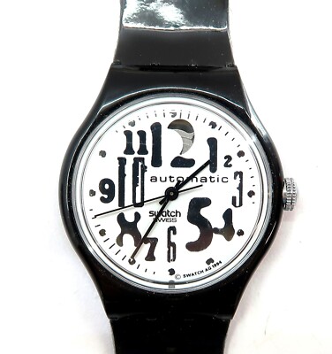 Swatch Automatic Watch BLACK BOARD SAB103 with Case & Papers 1995 NOS 