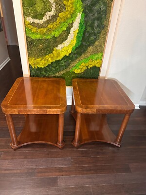Vintage Baker Furniture French Empire Cherry and Burl Side Tables or Nightstands