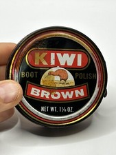 Vintage Kiwi Shoe Polish Tins Dark Brown Lot Of 2 Vintage Advertising