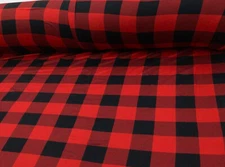 Double Brushed DTY Buffalo Plaid Spandex Stretch Apparel Fabric Red Black M413
