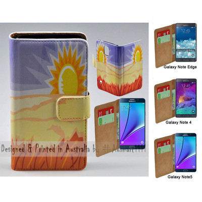 For Samsung Galaxy Note Series - Desert Vector Print Wallet Phone Case Cover