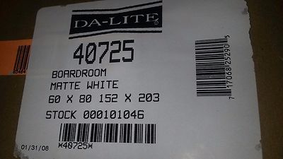 DA-LITE 100DIAG 60X80 VA BOARDROOM Electrol 40725 Mate White Projector Screen