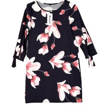 Minipeach Women’s 3/4 Sleeve Floral Mini Dress Purple Size S
