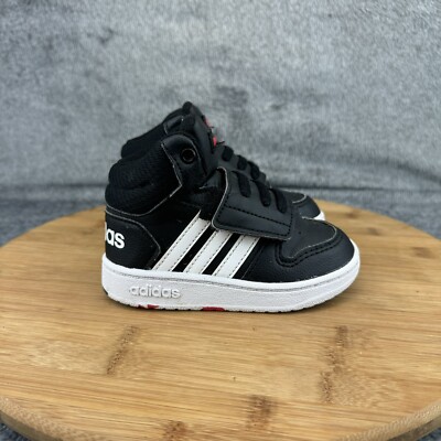Adidas Boys Mid 2.0 H01064 Black White Casual Strap Sneakers Shoes