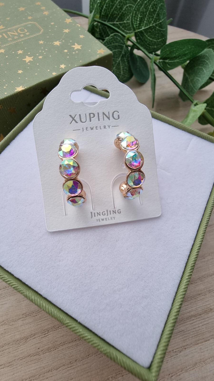 Rainbow 18k Gold Plated Hypoallergenic Hoop Earrings-image