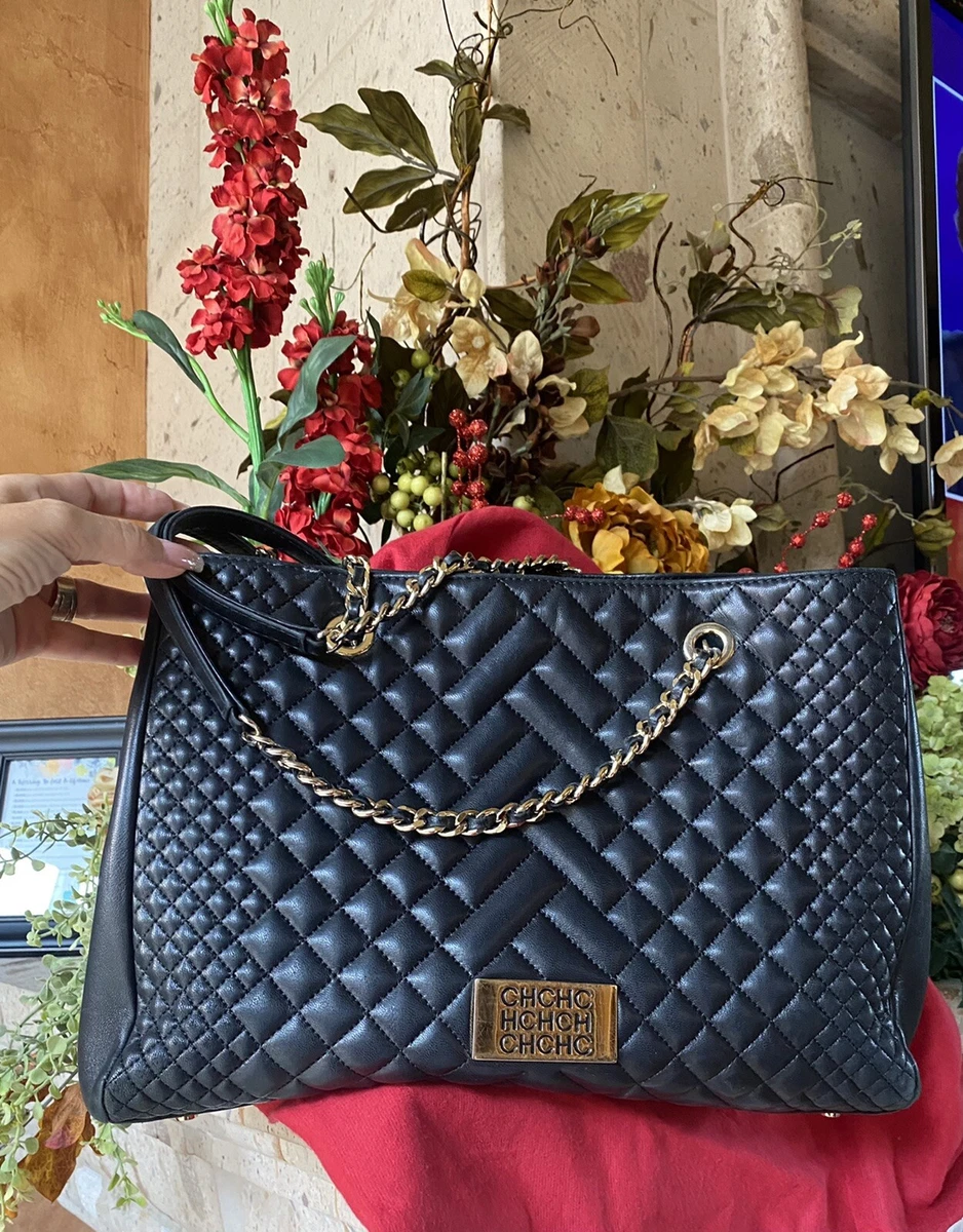 Carolina Herrera Quilted Red Leather Shoulder Bag with Chain Strap and  Wallet