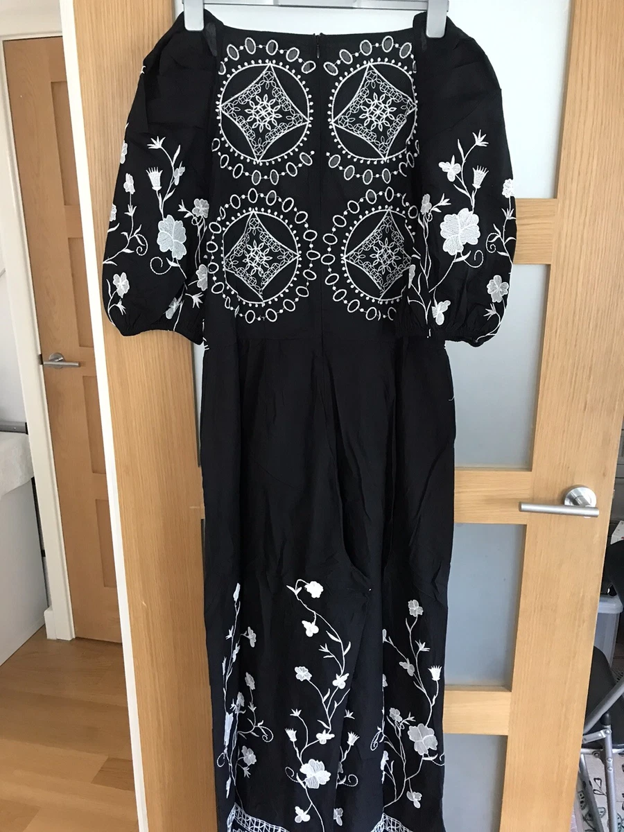 Karen Millen Floral Geo Embroidered Woven Jumpsuit size 16