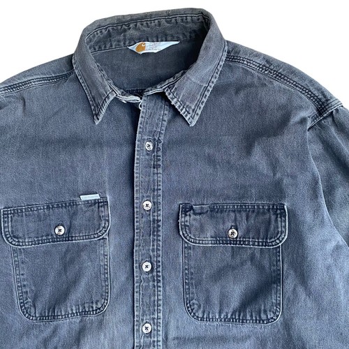 Carhartt Vintage Work Shirt XL Charcoal Gray Rugged Outdoor Wear 90s Button Up - Picture 2 of 14