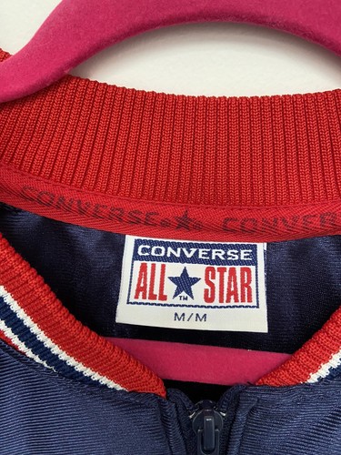 Vintage Converse Size Medium M Navy Blue All Stars Jersey Half Zip - Picture 3 of 7