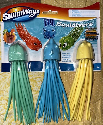 NEW Swimways SquiDivers Water Pool Diving Squids Toy 3-Pack