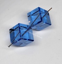 2pc Swarovski Crystal Light Sapphire Diagonal Cube 5600 Beads; 12mm or 14mm