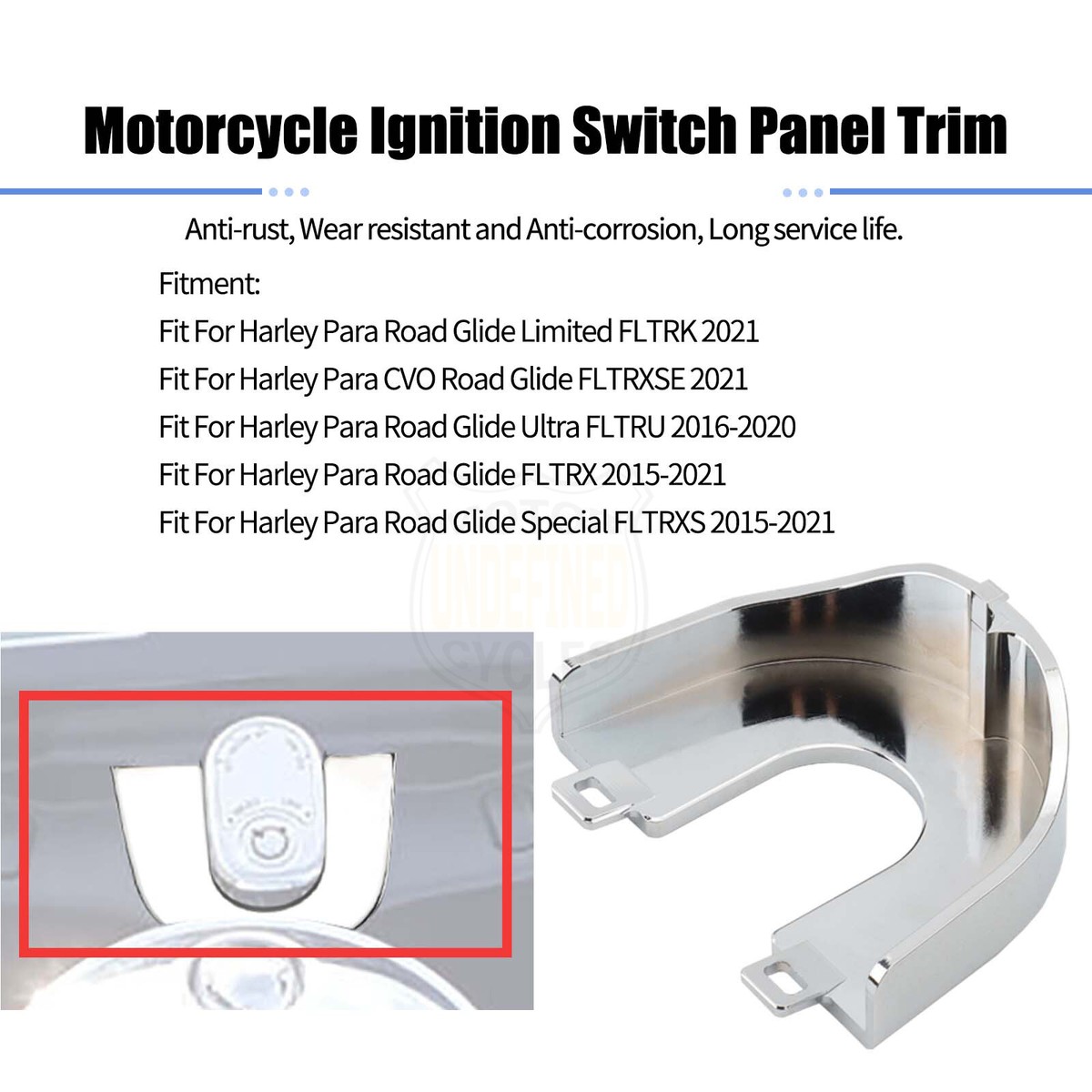 Chrome Ignition Switch Panel Trim For Harley Touring Road Glide Special (2015-2024)
