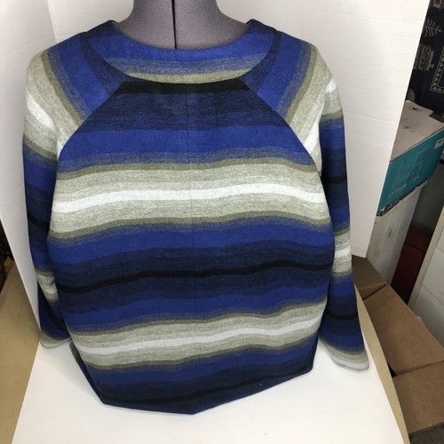 Womens OLD NAVY Blue Striped Flannel Fleece Jacket Size XL NWT Lined - Picture 3 of 6