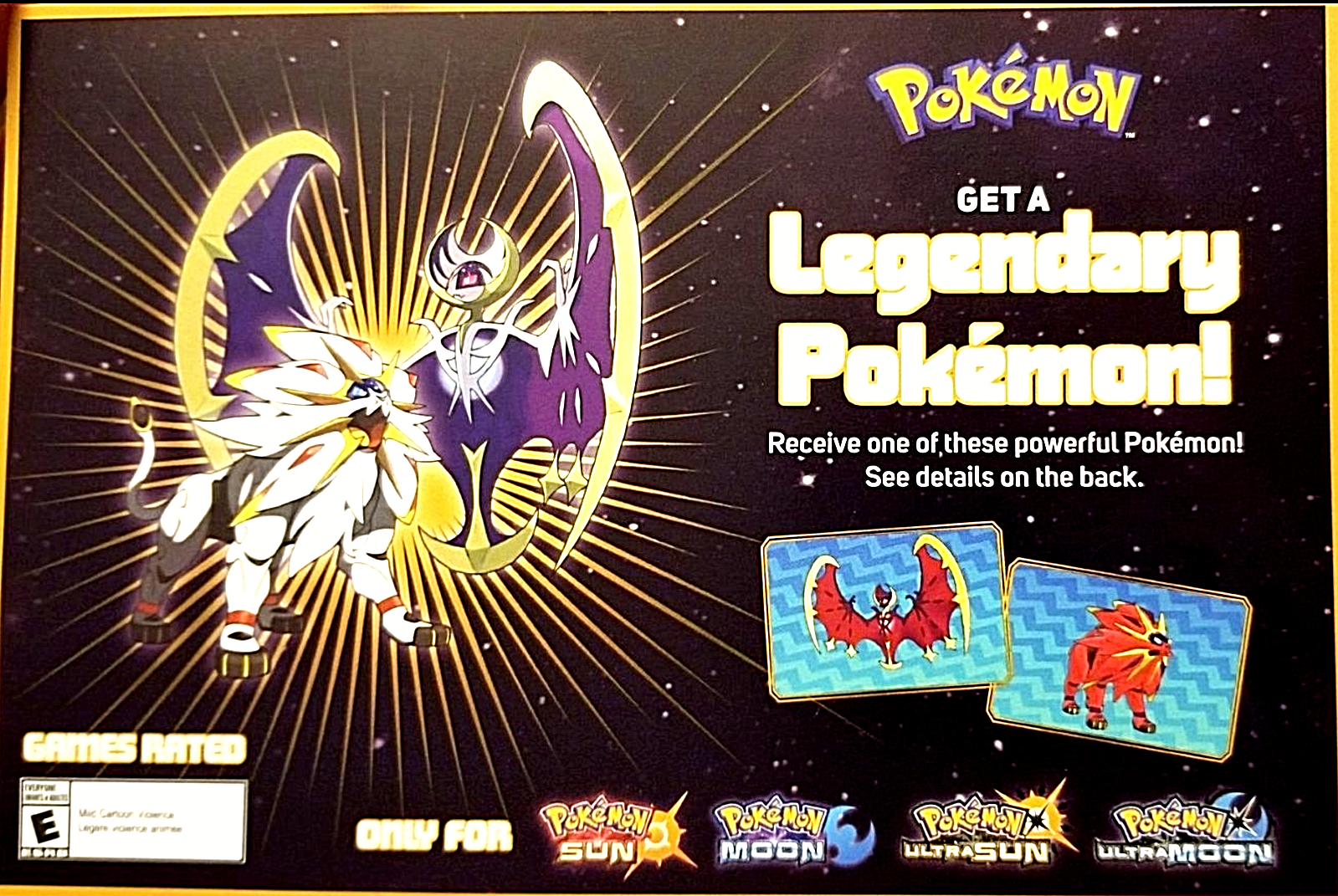 Get Shiny Lunala or Shiny Solgaleo at GameStop via Pokémon Pass