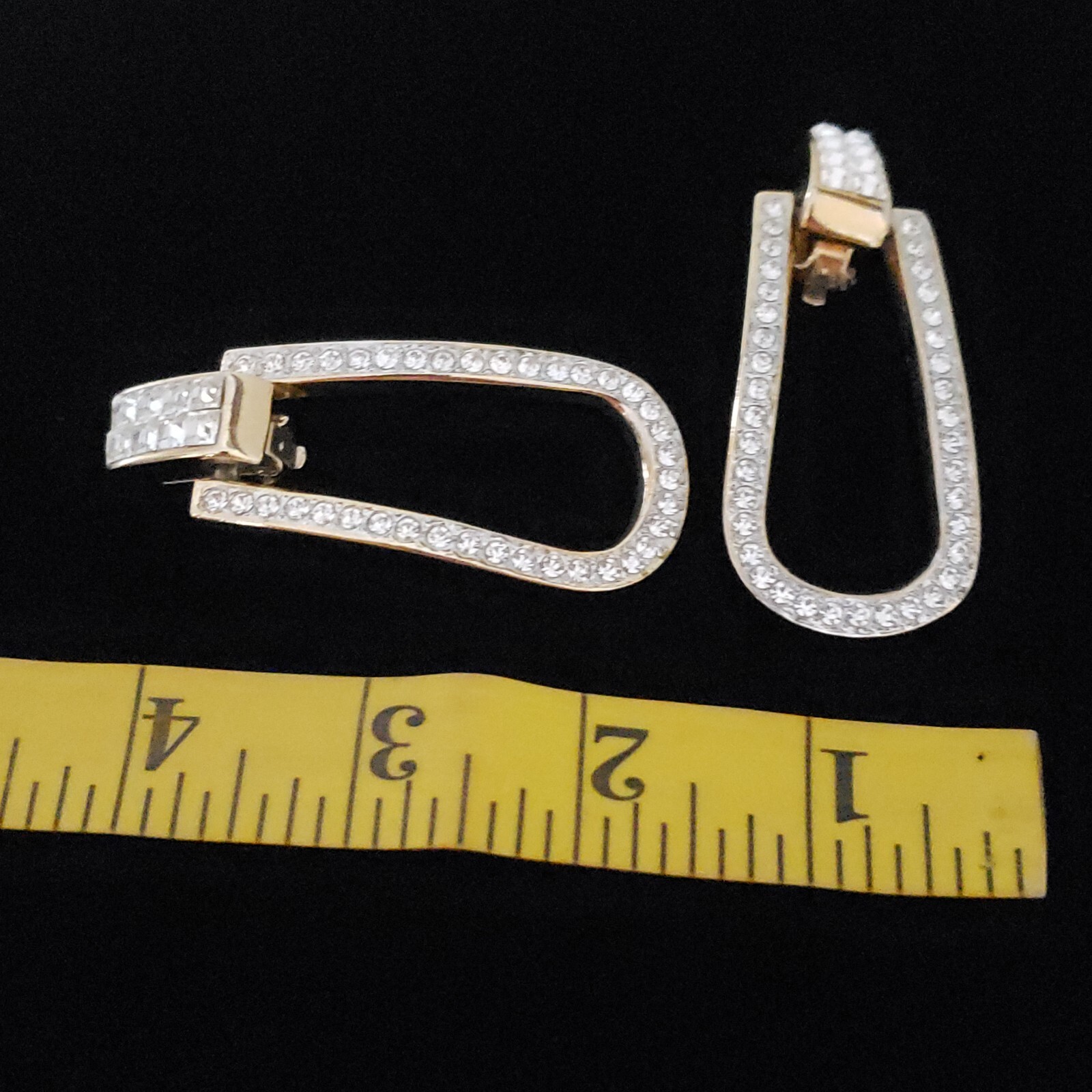 RETRO STATEMENT BOLD EARRINGS CLIP ON RHINESTONES… - image 6