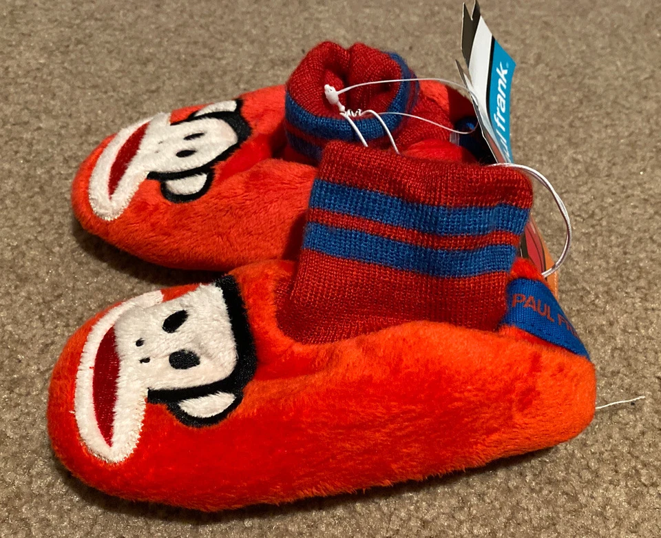 Zapatos para el hogar Paul Frank para niños suela de agarre de goma nuevos rojos para niños pequeños talla 7/8 con etiqueta  Foto 4 de 4