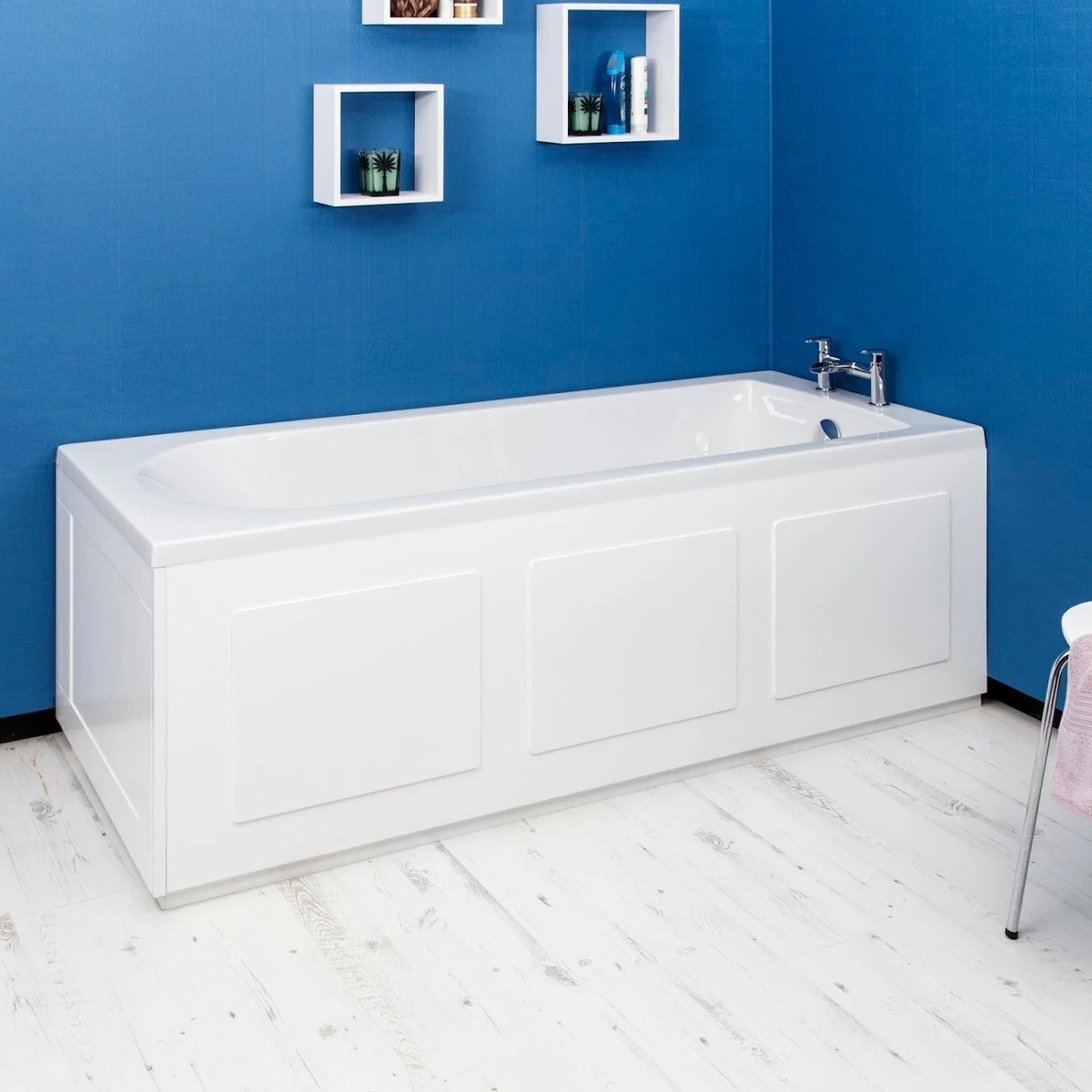Croydex Gloss White Front Bath Panel Side Storage Removable Panels