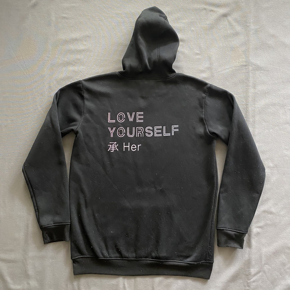 BTS Love Yourself Hoodie Adult XL Black Pullover Sweatshirt K Pop