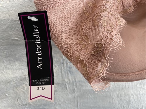 AMBRIELLE Lace Plunge Push-up Bra, 34D - Keepsake Pink - Picture 5 of 7