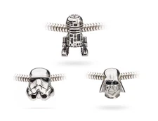 Set of 3 Star Wars Bead Charms Stainless Steal Jewelry (Disney Official Product)
