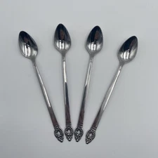 1881 Rogers Stainless Oneida Ltd DANISH COURT Iced Tea Spoons Set of 4 Flatware