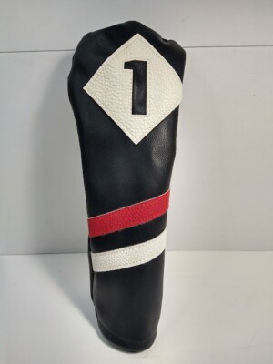 Majek Golf Driver Head Cover Black White Red