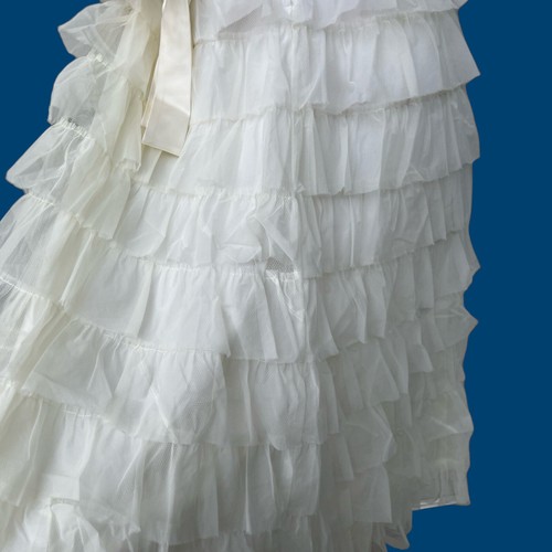 60s-70's Nadine Dress Womens Cream Formal Daisys Tiered Ruffle Prom/Wedding Sz 3 - Picture 4 of 11