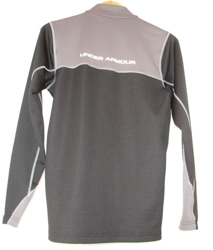Under Armour Cold Gear Mens S Long Sleeve Quarter Zip Black Gray Track Jacket - Picture 3 of 6