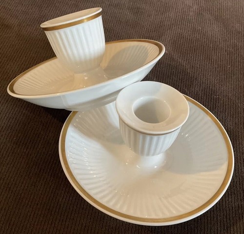 ROYAL COPENHAGEN :: 1959 Pair/2 FLUTED WHITE 2 3/4”x 5” CANDLESTICKS 2nd DENMARK - Picture 4 of 18
