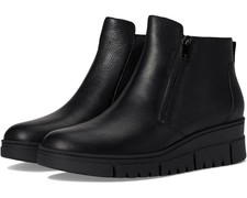 Vionic Uptown Sur Boots Women's 9.5 Black Leather Wedge Heel Ankle Bootie ZAP588
