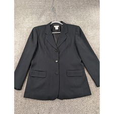 Talbots Womens Black Three Button Blazer Jacket Size 10 Made in USA Professional