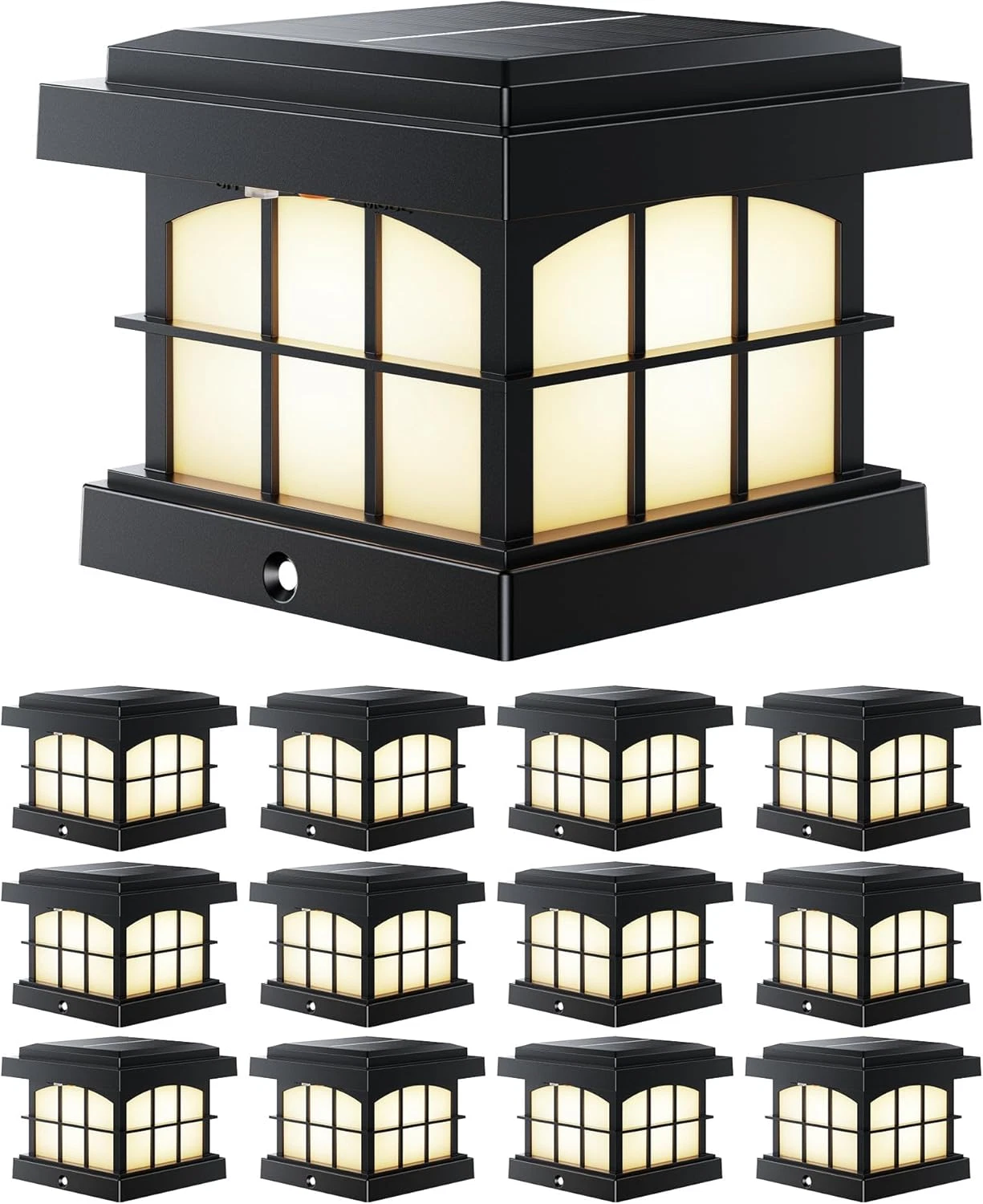 Solar Post Cap Lights 12-Pack Fence Outdoor Waterproof Garden Deck Patio Decor