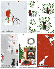 Cotton Fabric Christmas Pets Dog Cats lovers Feline Dalmatian snow Craft Sew 45"
