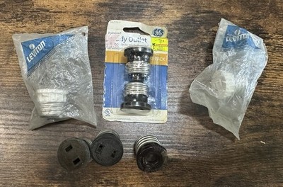 Lot of 7 Lamp Socket Adapters Leviton Arrow GE Polarized Outlet