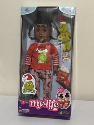 New My Life As Poseable Grinch 18'' Cindy Lou Doll Plush Brown Hair