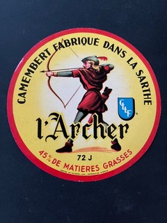 Etiquette Camembert Ancienne "L'Archer" Sarthe 72 J