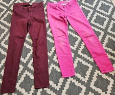 GAP 1969 PINK WOMEN'S ALWAYS JEANS 28W 32L & H&M BURGUNDY 32/32 SKINNY JEANS