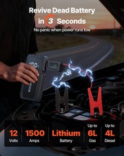Jump Starter, 1500A Peak, Car Jumper Starter Battery Pack, 12V Portable Lithium