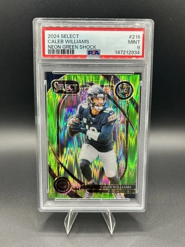 Caleb Williams RC 2024 Panini Select Club Level #216 Neon Green Shock /499 PSA 9