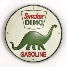 SINCLAIR DINO GASOLINE Metal/Tin Round Sign 12” Reproduction Pre-owned