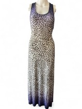Simply Vera Vera Wang Purple Black Leopard Scoop Neck Strappy Maxi Dress L
