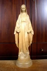 ANTIQUE 17" HAND CARVED WOOD CATHOLIC VIRGIN MARY OUR LADY OF GRACE STATUE GIFT