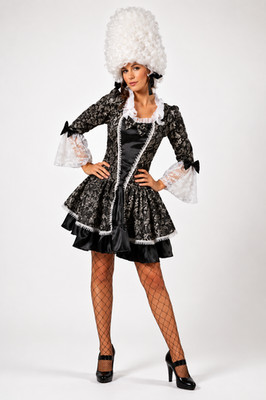 Barock Rokoko Kostüm Damen Marie Antoinette Kleid schwarz weiß Fasching 40/42