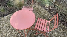 Garden Balcony Patio Bistro folding Set Orange round Table And Two Seater Chairs