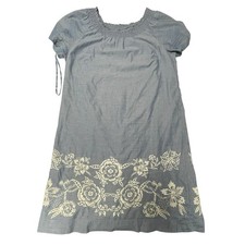 100% Cotton Embroidered dusty blue Dress Talbots Size 14